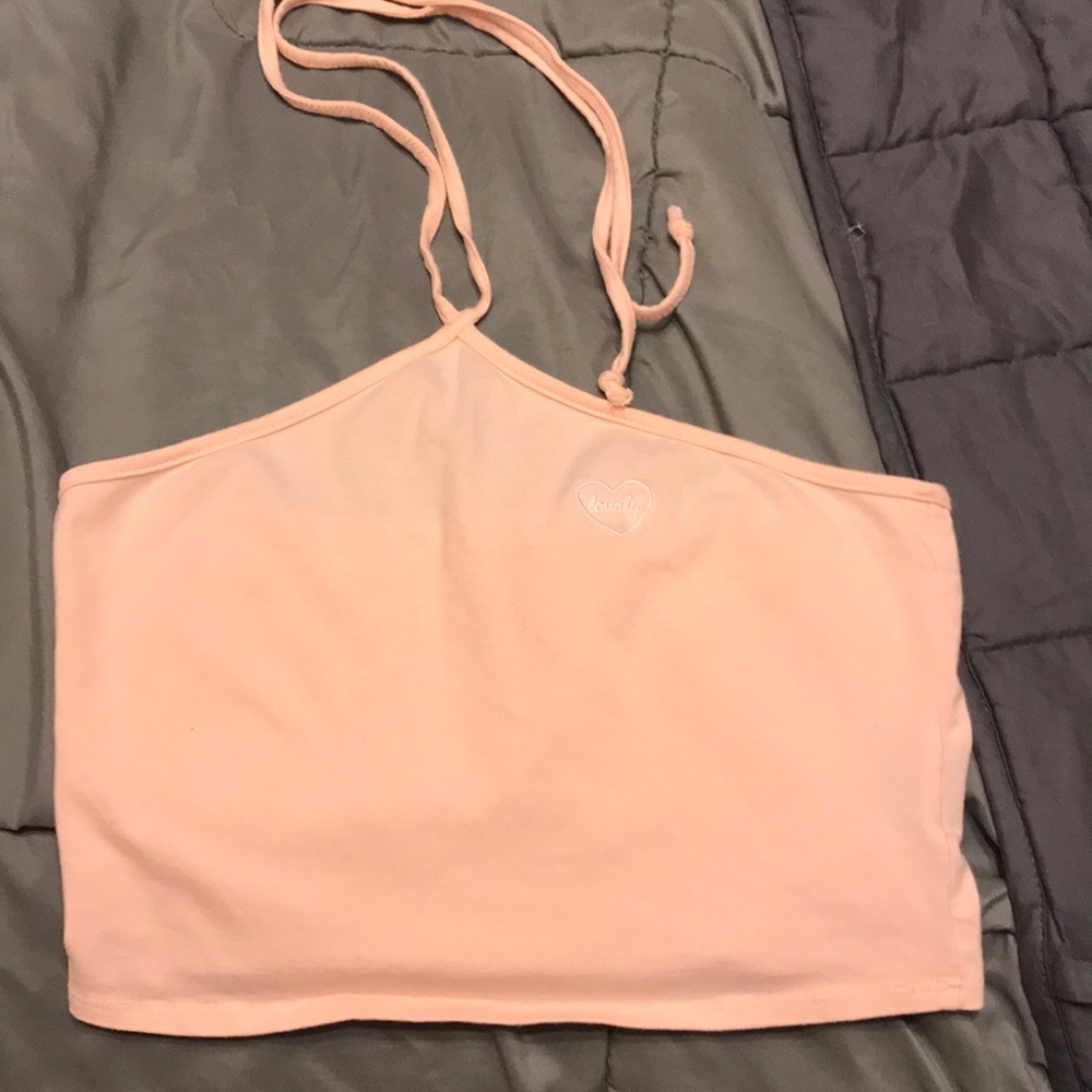 Pink tie up halter top